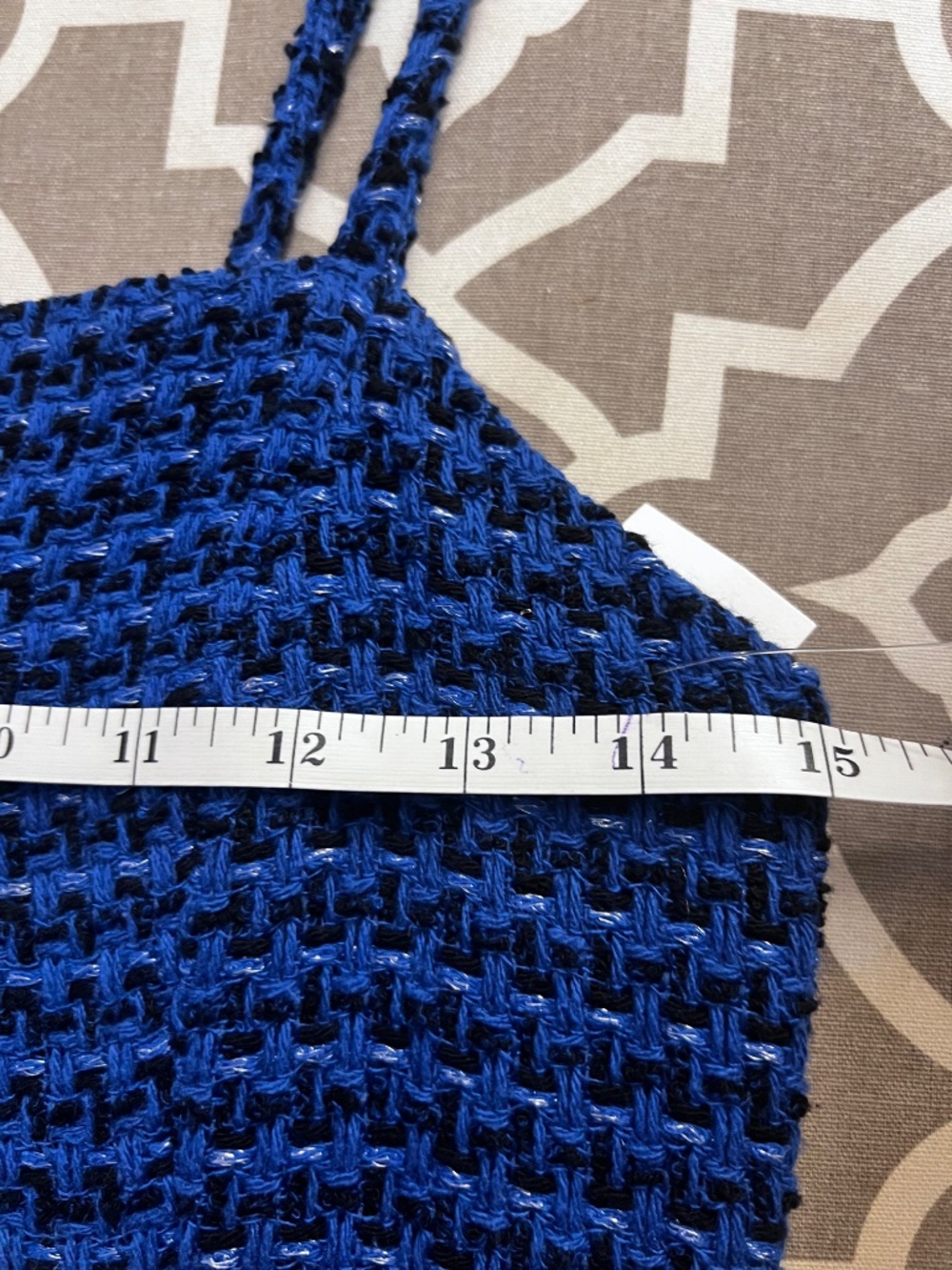 ZARA Textured Mini Dress Blue & Black Tweed Style | Size M (US M) - Picture 8 of 9